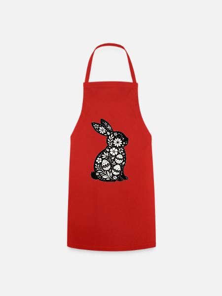 Osterhase Florale Silhouette - Kochschürze - Rot