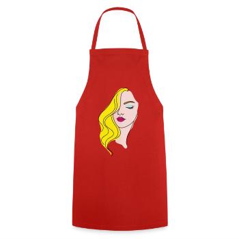 Woman Portrait Beauty Glamour Pop Art Design - Cooking Apron - red - Front - AI Model Male 185 dark (185cm)