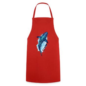 Tiger shark & diver - Cooking Apron - red - Front - AI Model Male 185 dark (185cm)