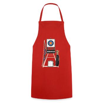 ANCHOR AIM CALM - Cooking Apron - red - Front - AI Model Male 185 dark (185cm)