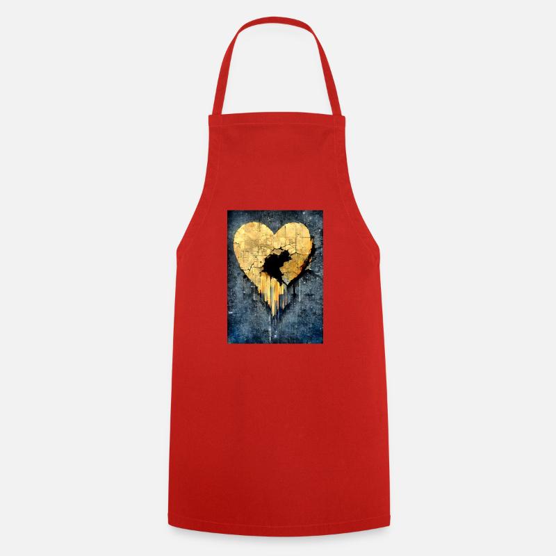 Broken heart - Cooking Apron - red