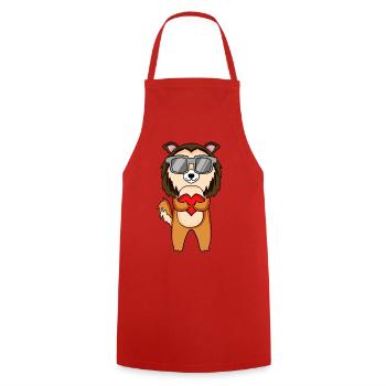 Chien de berger avec lunettes de soleil et cœur - Tablier de cuisine - rouge - Devant - AI Model Male 185 dark (185cm)