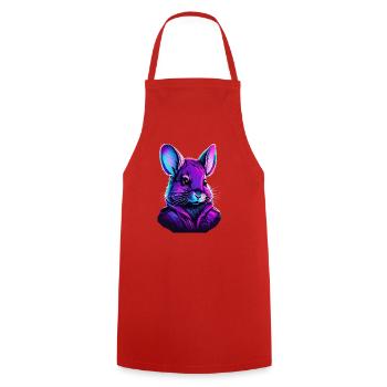 Illustration d'astronaute félin néon - Tablier de cuisine - rouge - Devant - AI Model Male 185 dark (185cm)