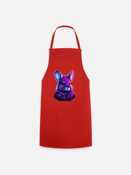 Neon Feline Astronaut Illustration - Kochschürze - Rot