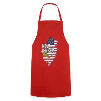 New Jersey United States Vintage USA Souvenir - Cooking Apron - red - Front - AI Model Male 185 dark (185cm)