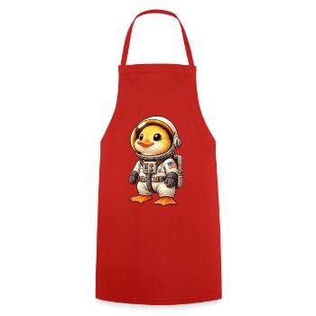 Ente Astronaut im Weltraum Cartoon - Kochschürze - Rot - Vorne - AI Model Male 185 dark (185cm)