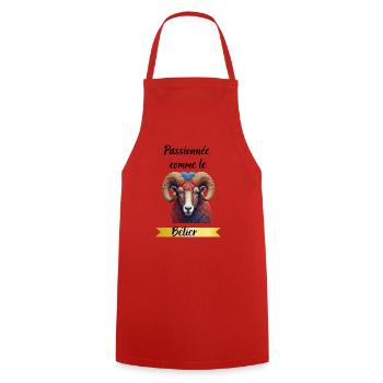 Passionnée comme le bélier - Tablier de cuisine - rouge - Devant - AI Model Male 185 dark (185cm)