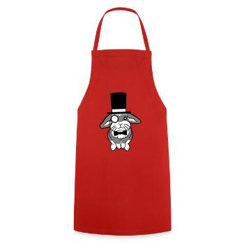 Mr. Bunny Gentleman Chapeau haut de forme Monocle Lunettes - Tablier de cuisine - rouge - Devant - AI Model Male 185 dark (185cm)