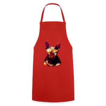 Sphynx cat from hell va - Cooking Apron - red - Front - AI Model Male 185 dark (185cm)
