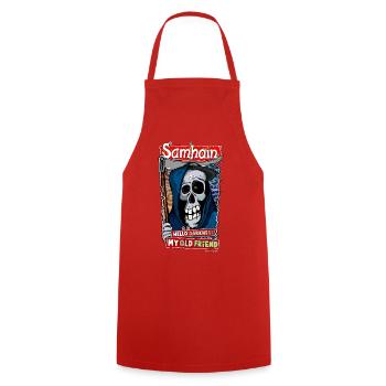 The sound of Samhain - Cooking Apron - red - Front - AI Model Male 185 dark (185cm)