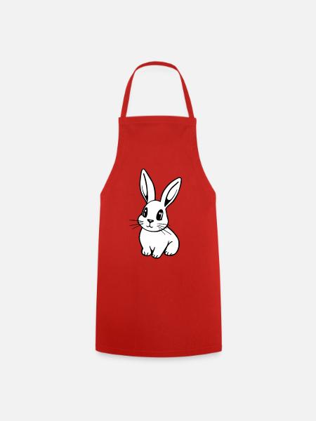 Süßer weißer Osterhase - Kochschürze - Rot