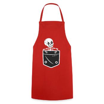 Playful Skeleton Pocket Design - Cooking Apron - red - Front - AI Model Male 185 dark (185cm)
