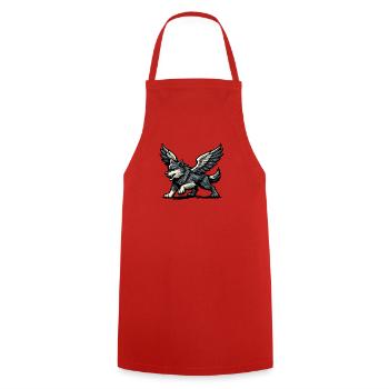 Flügelwolf Majestätisch - Kochschürze - Rot - Vorne - AI Model Male 185 dark (185cm)