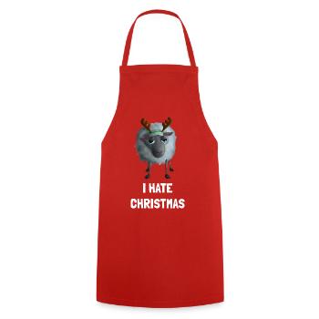 I hate Christmas Schaf - Weihnachtsmuffel Geweih - Kochschürze - Rot - Vorne - AI Model Male 185 dark (185cm)