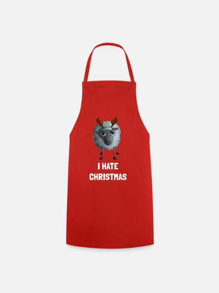 I hate Christmas Schaf - Weihnachtsmuffel Geweih - Kochschürze - Rot