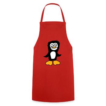Le pingouin a l’air confus, stupide, drôle, grimace - Tablier de cuisine - rouge - Devant - AI Model Male 185 dark (185cm)