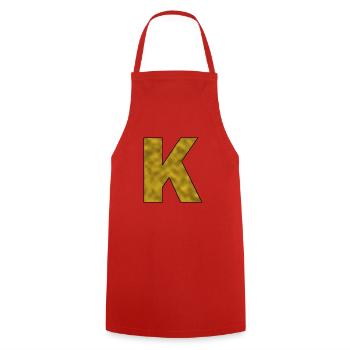 Letter K Gold - Cooking Apron - red - Front - AI Model Male 185 dark (185cm)