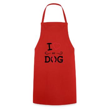 I love my dog - Cooking Apron - red - Front - AI Model Male 185 dark (185cm)