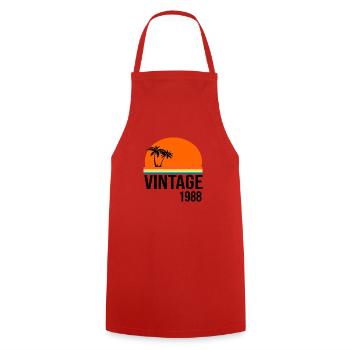 Vintage 1988 - Cooking Apron - red - Front - AI Model Male 185 dark (185cm)