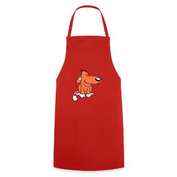 Chien Assis Mignon Drôle Heureux Comique Animal de compagnie - Tablier de cuisine - rouge - Devant - AI Model Male 185 dark (185cm)