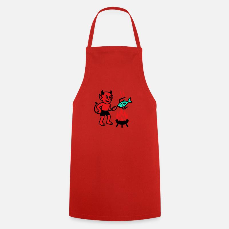Diable avec poisson - Tablier de cuisine - rouge