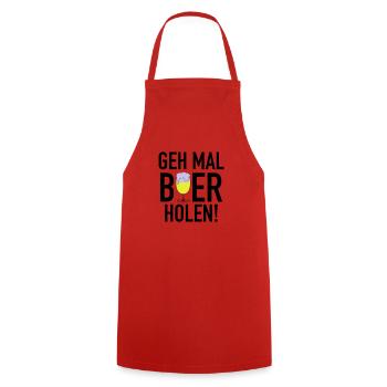 Bier holen 3c - Kochschürze - Rot - Vorne - AI Model Male 185 dark (185cm)