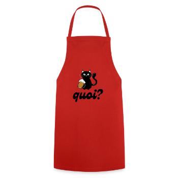 Chat buveur de bière : quoi ? - Tablier de cuisine - rouge - Devant - AI Model Male 185 dark (185cm)