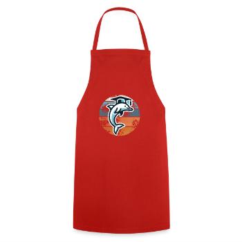 Clever Dolphin – Graduation et éducation - Tablier de cuisine - rouge - Devant - AI Model Male 185 dark (185cm)