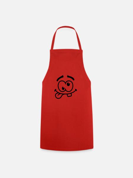 Crazy Smiley Face - Cooking Apron - red