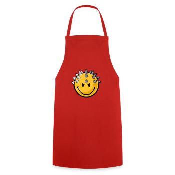 Smiley metallhead - Kochschürze - Rot - Vorne - AI Model Male 185 dark (185cm)