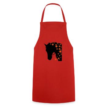 Tête de cheval 6 étoile gauche - Tablier de cuisine - rouge - Devant - AI Model Male 185 dark (185cm)