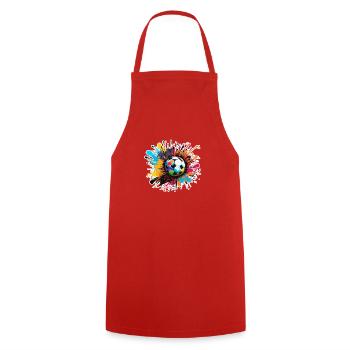 Fußball / spiel / Ball / Spielfeld / schießen - Kochschürze - Rot - Vorne - AI Model Male 185 dark (185cm)