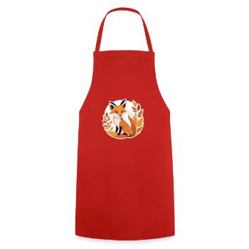 Fox in Autumn #6 - Cooking Apron - red - Front - AI Model Male 185 dark (185cm)