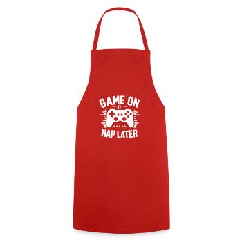 Game On Nap Later - Cooking Apron - red - Front - AI Model Male 185 dark (185cm)