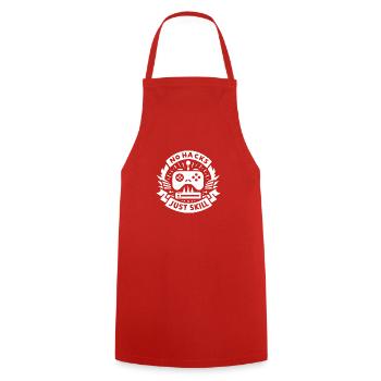 No Hacks Just Skill - Cooking Apron - red - Front - AI Model Male 185 dark (185cm)