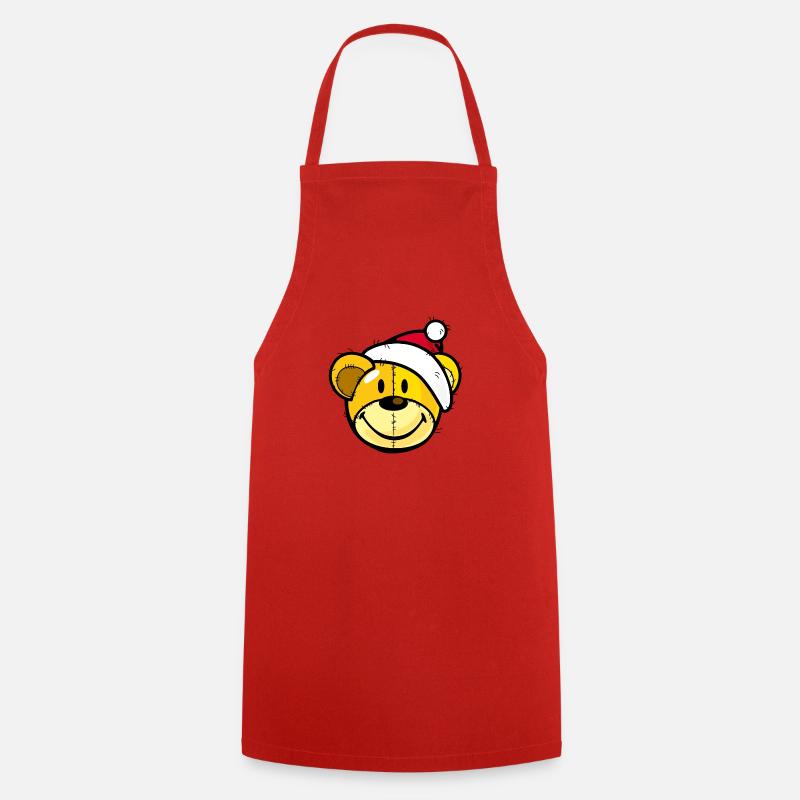 Smiley Christmas Teddy - Cooking Apron - red