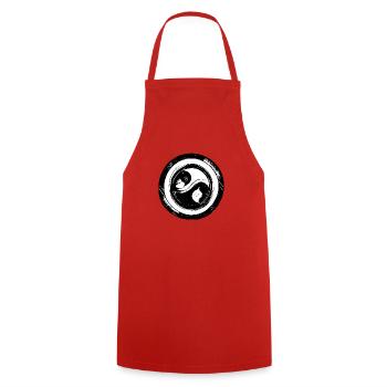 Yin Yang Sign Symbol Peace Happy 3 - Cooking Apron - red - Front - AI Model Male 185 dark (185cm)