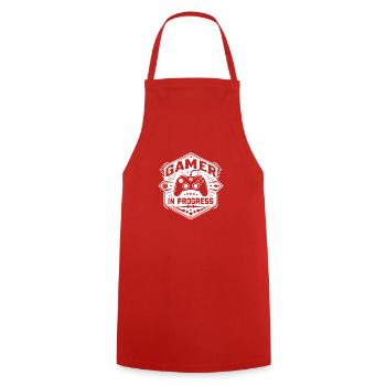 Gamer in Progress - Cooking Apron - red - Front - AI Model Male 185 dark (185cm)