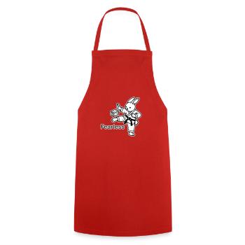 Lapin de karaté Couper du bois - Fearless Design - Tablier de cuisine - rouge - Devant - AI Model Male 185 dark (185cm)