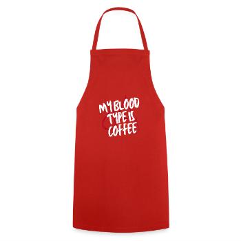 My Blood Type Is Coffee Lover - Cooking Apron - red - Front - AI Model Male 185 dark (185cm)