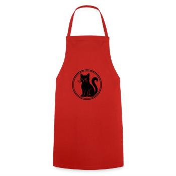 Chat noir - Tablier de cuisine - rouge - Devant - AI Model Male 185 dark (185cm)