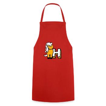 Horse H Horse Letter ABC English Learning School - Cooking Apron - red - Front - AI Model Male 185 dark (185cm)
