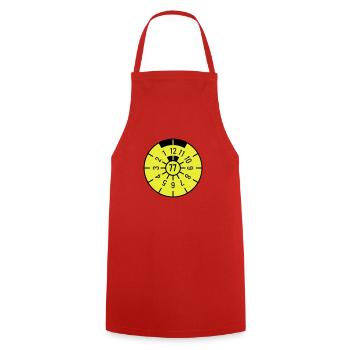 TÜV 1977 - Cooking Apron - red - Front - AI Model Male 185 dark (185cm)