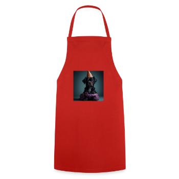Chien avec chapeau d’anniversaire - Tablier de cuisine - rouge - Devant - AI Model Male 185 dark (185cm)