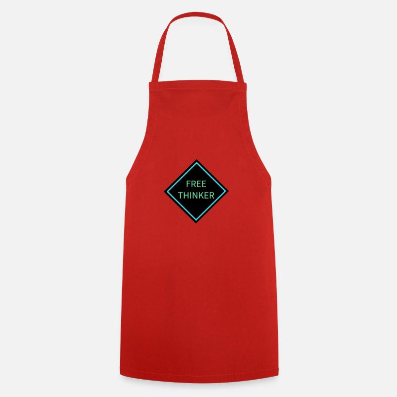 Free Thinker Warning Sign - Cooking Apron - red