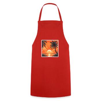 Palmen Sonnenuntergang - Kochschürze - Rot - Vorne - AI Model Male 185 dark (185cm)