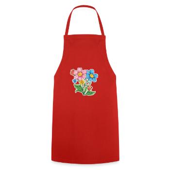 Fleurs - Tablier de cuisine - rouge - Devant - AI Model Male 185 dark (185cm)