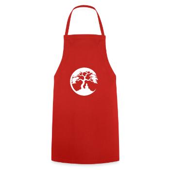Buddha, Zen Circle - Cooking Apron - red - Front - AI Model Male 185 dark (185cm)