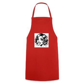 Comtesse qui tire la langue - Tablier de cuisine - rouge - Devant - AI Model Male 185 dark (185cm)