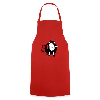 Mouton Diable Satan Enfer Mal Trident Cornes Cool - Tablier de cuisine - rouge - Devant - AI Model Male 185 dark (185cm)